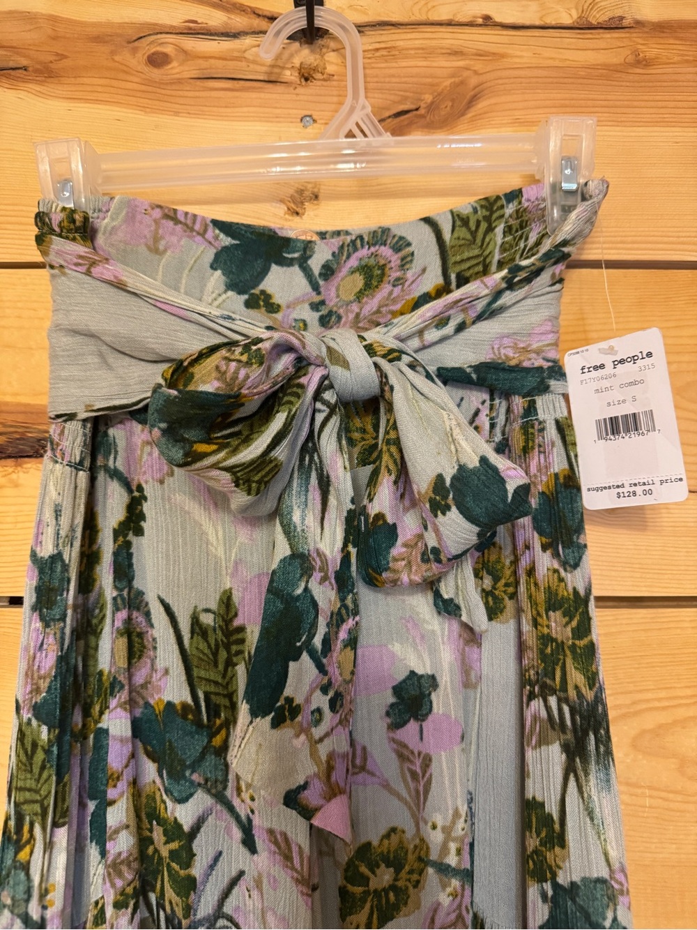 Free People Mint Combo Floral High Waist Wide Leg Palazzo Pants NWT S - Picture 10 of 12